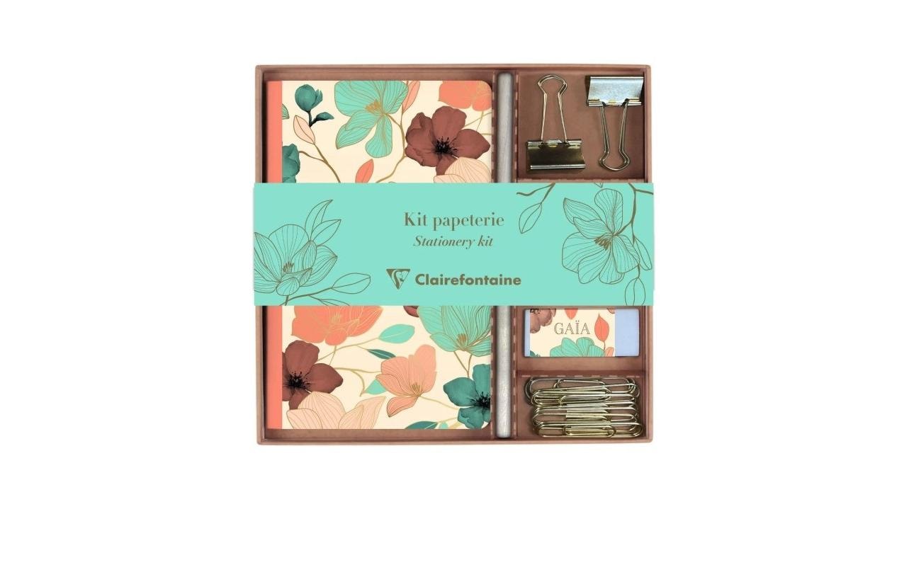 Clairefontaine Notizbuch – A5, liniert, 64 Seiten, Softcover, Beige, Blume