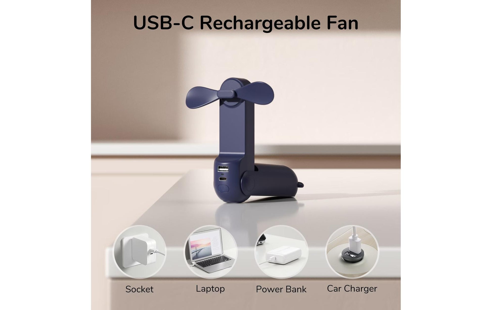 Jisulife Handventilator Life 8 – 2000 mAh, USB-C, Dunkelblau