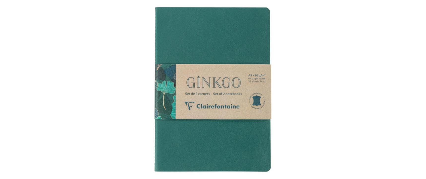 Clairefontaine Notizheft, A5, liniert, Fadenheftung, Softcover, 64 Seiten, 90 g/m² – grün, Blätter, 2er-Pack