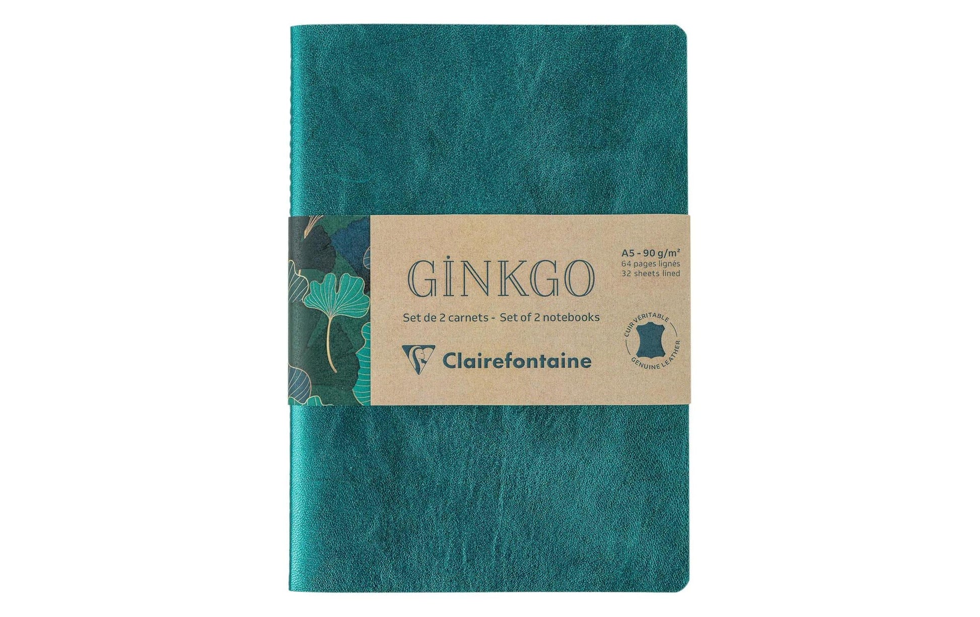 Clairefontaine Notizheft, A5, liniert, Fadenheftung, Softcover, 64 Seiten, 90 g/m² – grün, Blätter, 2er-Pack