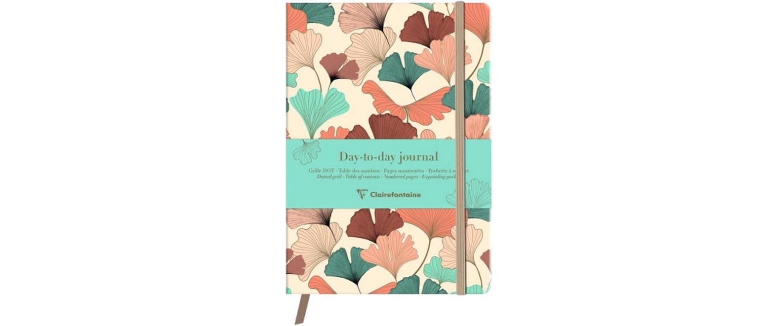 Clairefontaine Tagesagenda ohne Jahr, A5, Softcover, Beige, Blättermuster