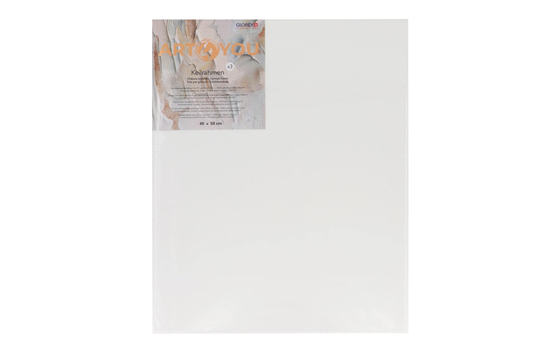 GLOREX Keilrahmen – 40 × 50 cm – 330 g/m² – Profil 17 mm – 3 Stk. – Baumwolle
