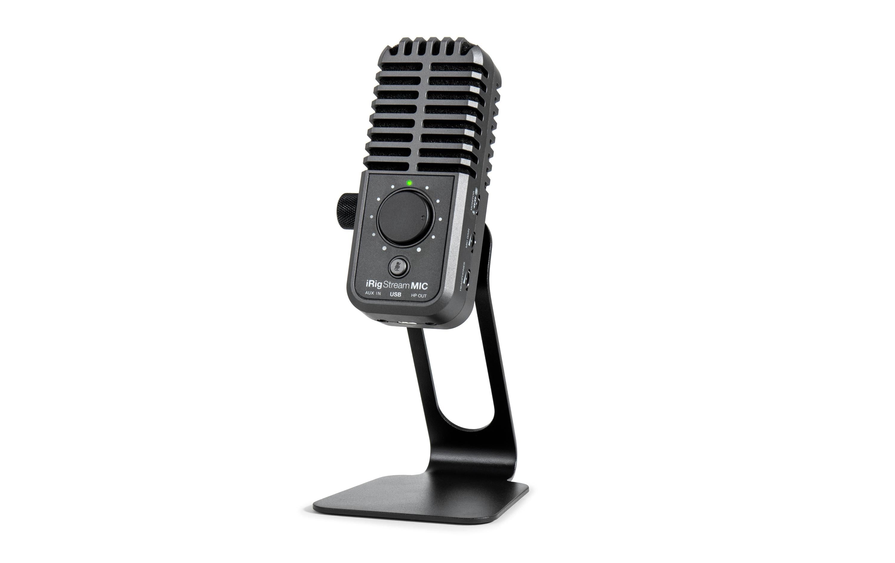 IK Multimedia iRig Mic Stream – Tisch-/Desktopmikrofon, USB, Niere, Kondensator, Gaming, Schwarz