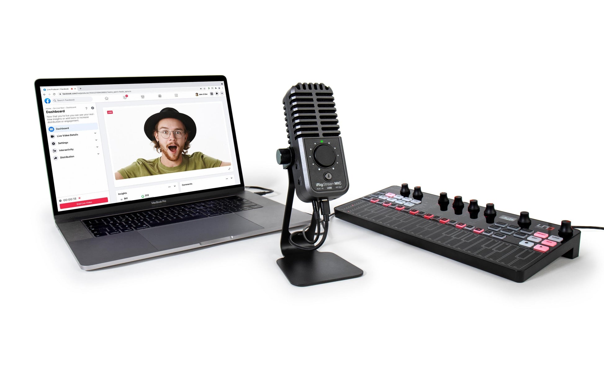 IK Multimedia iRig Mic Stream – Tisch-/Desktopmikrofon, USB, Niere, Kondensator, Gaming, Schwarz