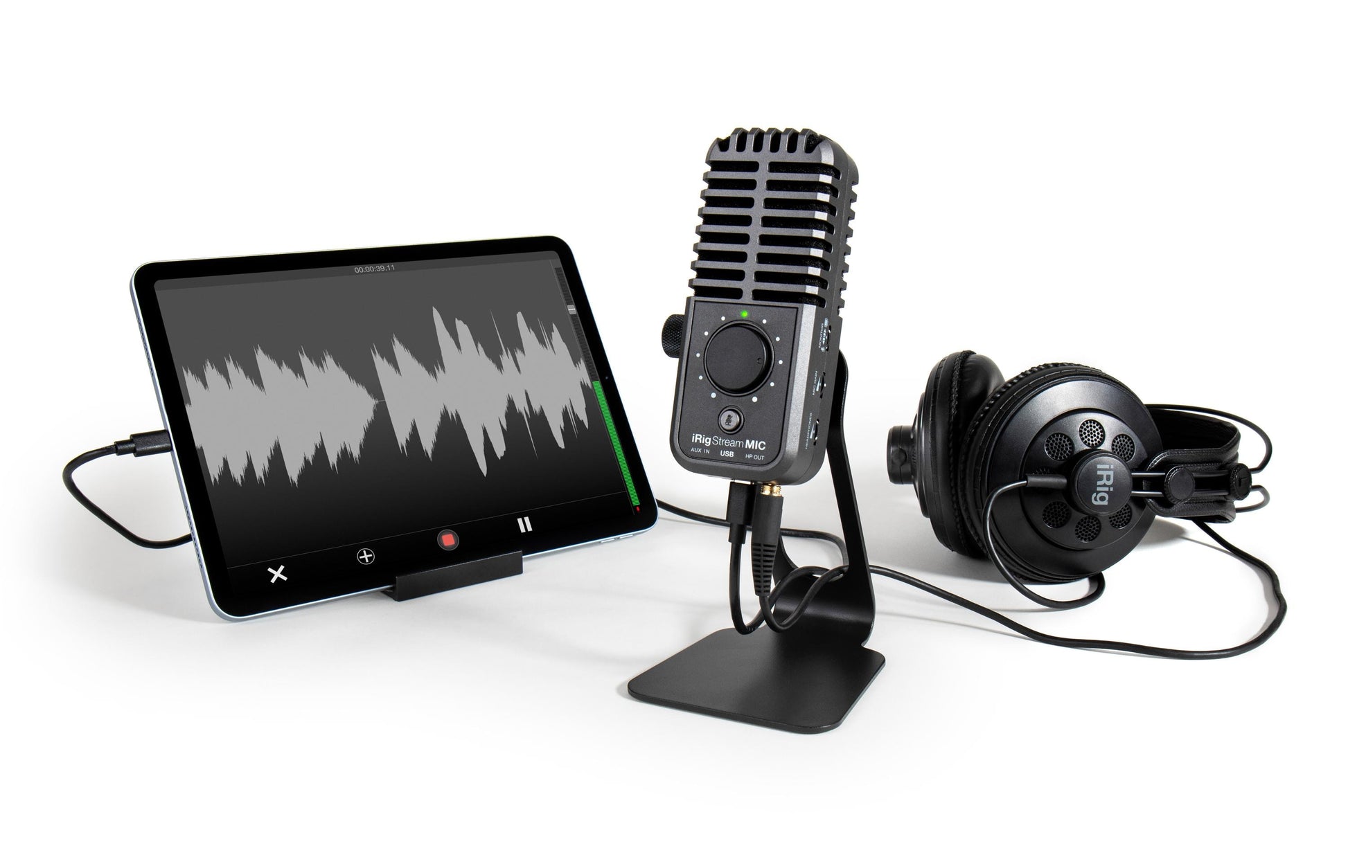 IK Multimedia iRig Mic Stream – Tisch-/Desktopmikrofon, USB, Niere, Kondensator, Gaming, Schwarz