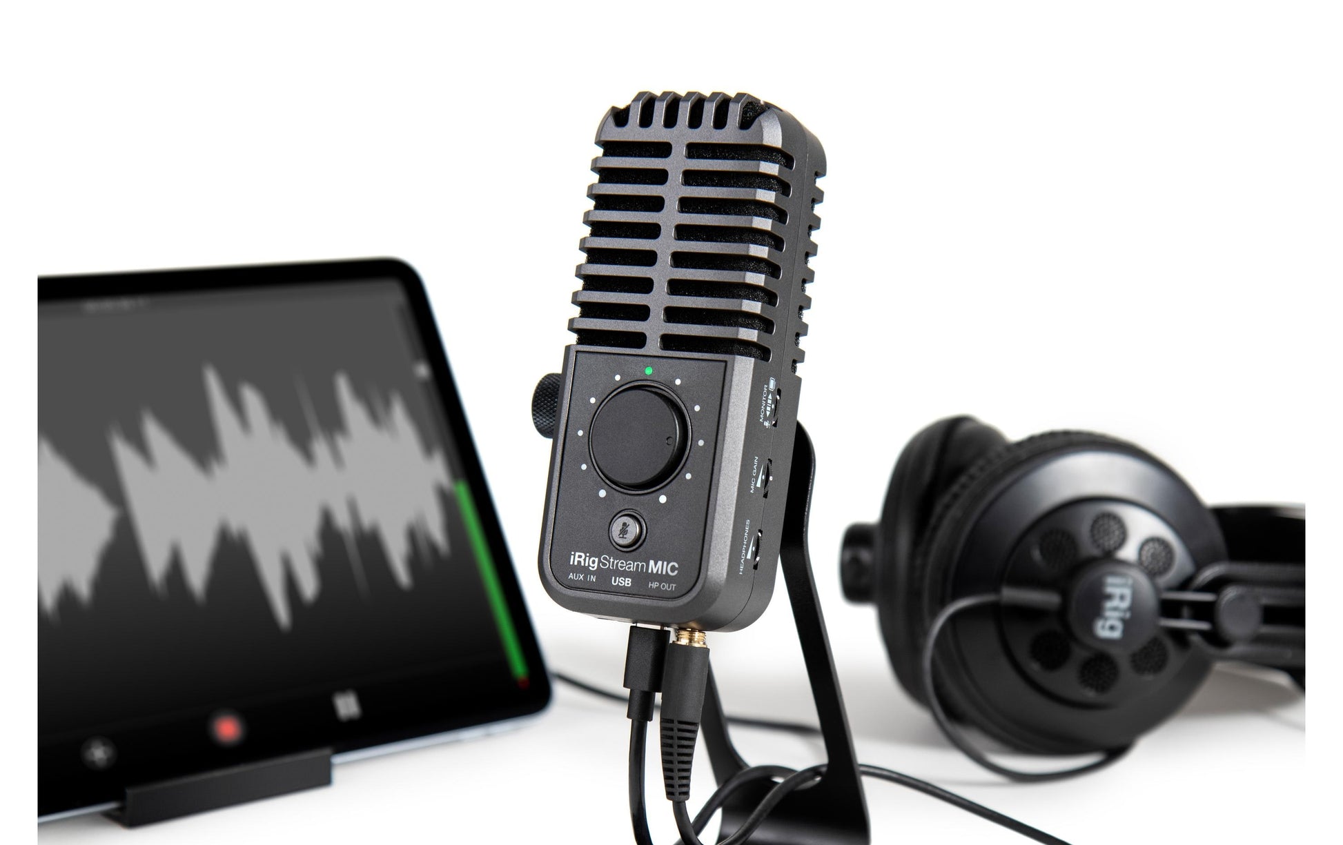 IK Multimedia iRig Mic Stream – Tisch-/Desktopmikrofon, USB, Niere, Kondensator, Gaming, Schwarz