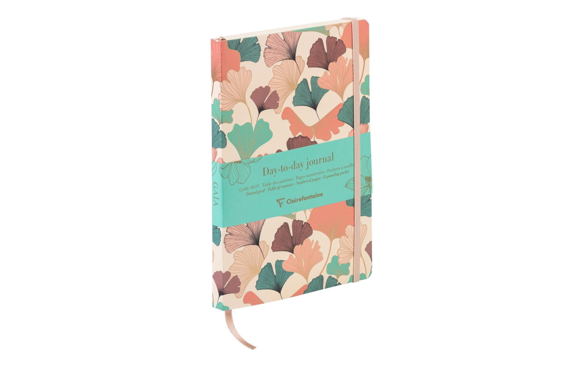 Clairefontaine Tagesagenda ohne Jahr, A5, Softcover, Beige, Blättermuster