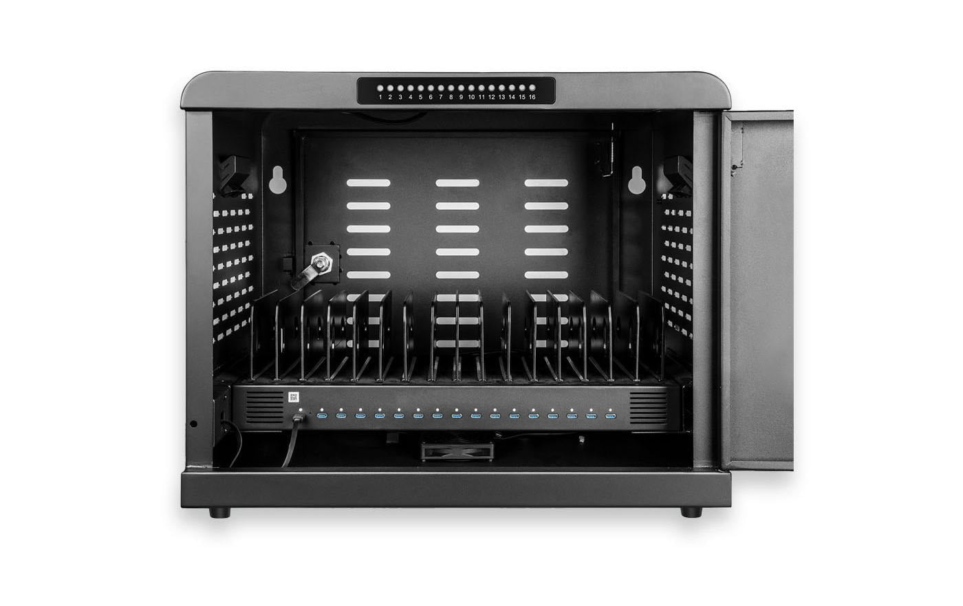 LMP Lade-/Aufbewahrungsschrank – für 16 Geräte – abschliessbar, 1000 W (60 W pro Port) – Schwarz