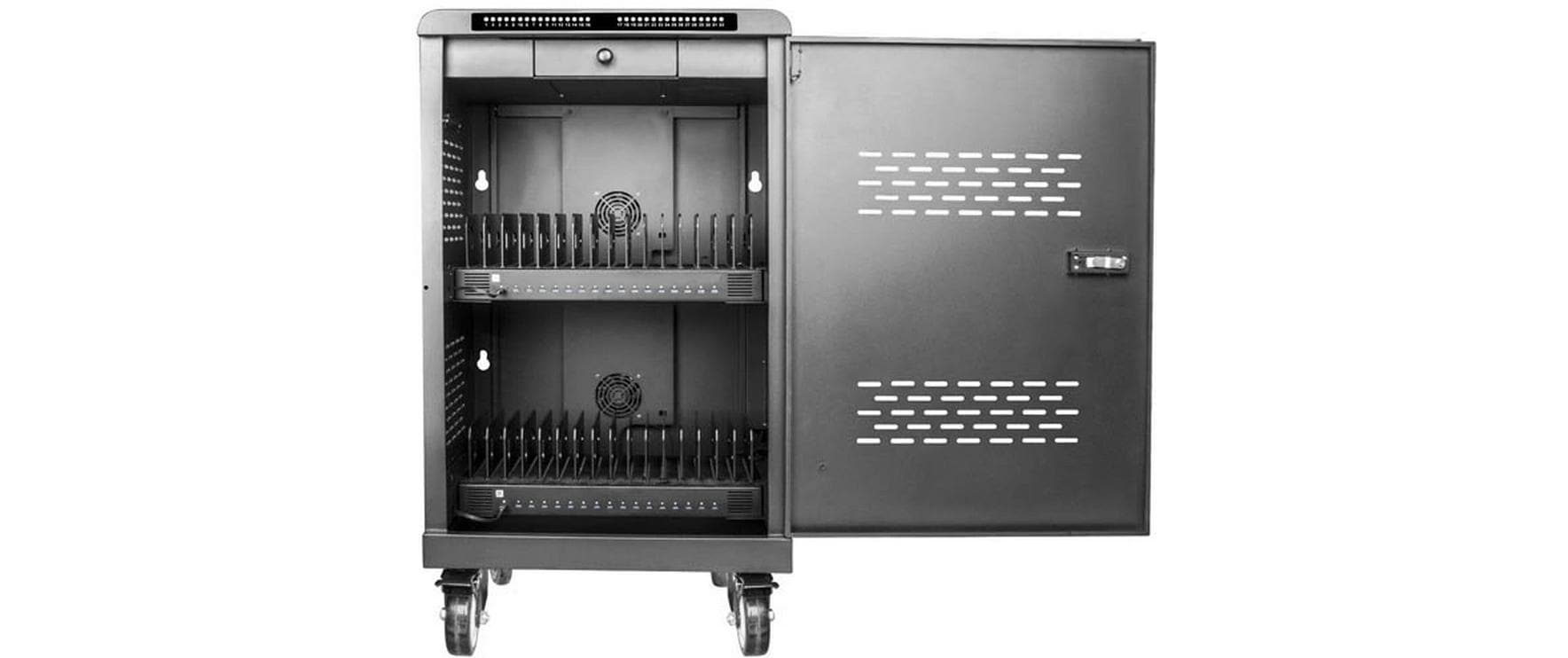 LMP Gerätewagen – für 32 Geräte – USB-C-Ladestation, abschliessbar – Schwarz