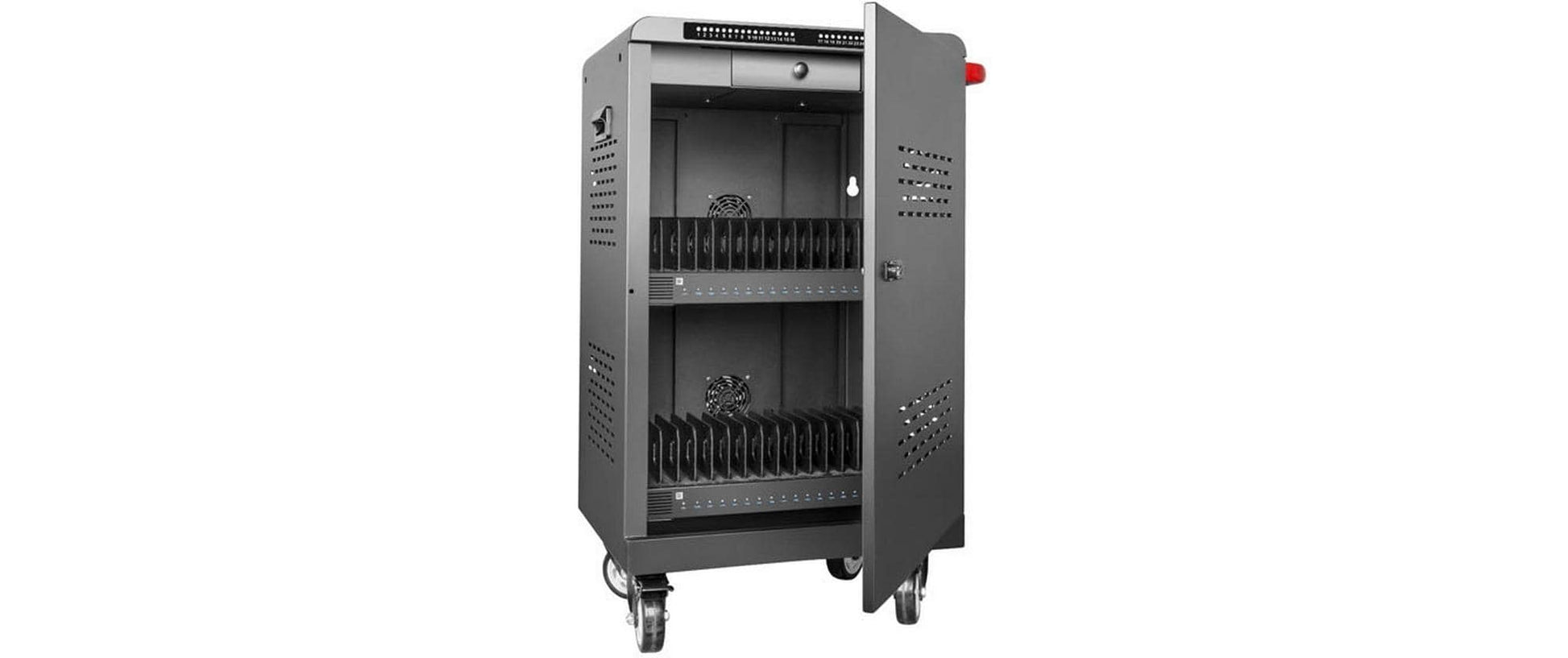 LMP Gerätewagen – für 32 Geräte – USB-C-Ladestation, abschliessbar – Schwarz