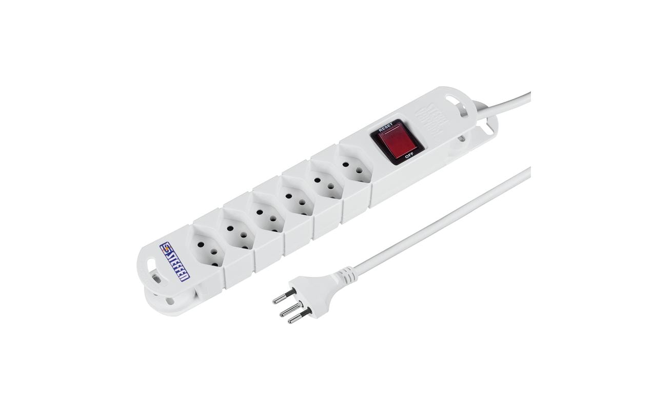 Steffen Steckdosenleiste, 6× T13, mit Schalter, 3 m, Stecker T12, IP20