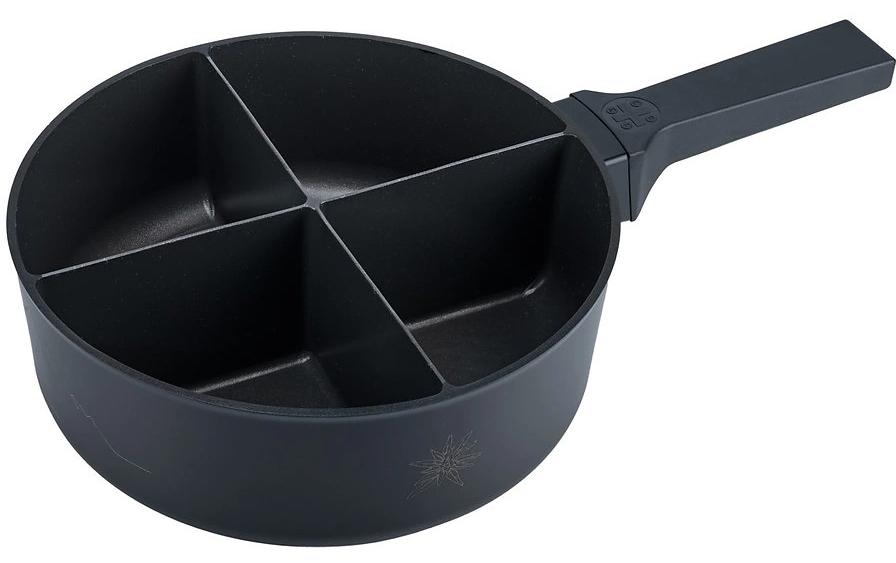 4Fondue Caquelon – Ø 25 cm, Gusseisen, für Käsefondue, Gas, Schwarz
