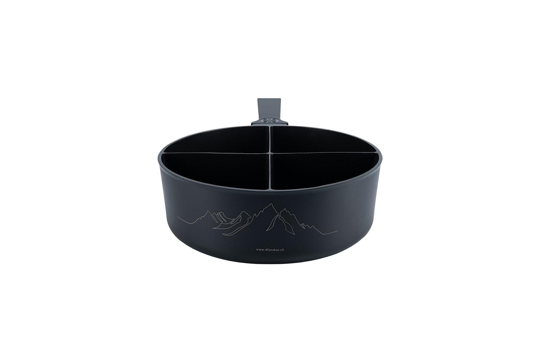 4Fondue Caquelon – Ø 25 cm, Gusseisen, für Käsefondue, Gas, Schwarz
