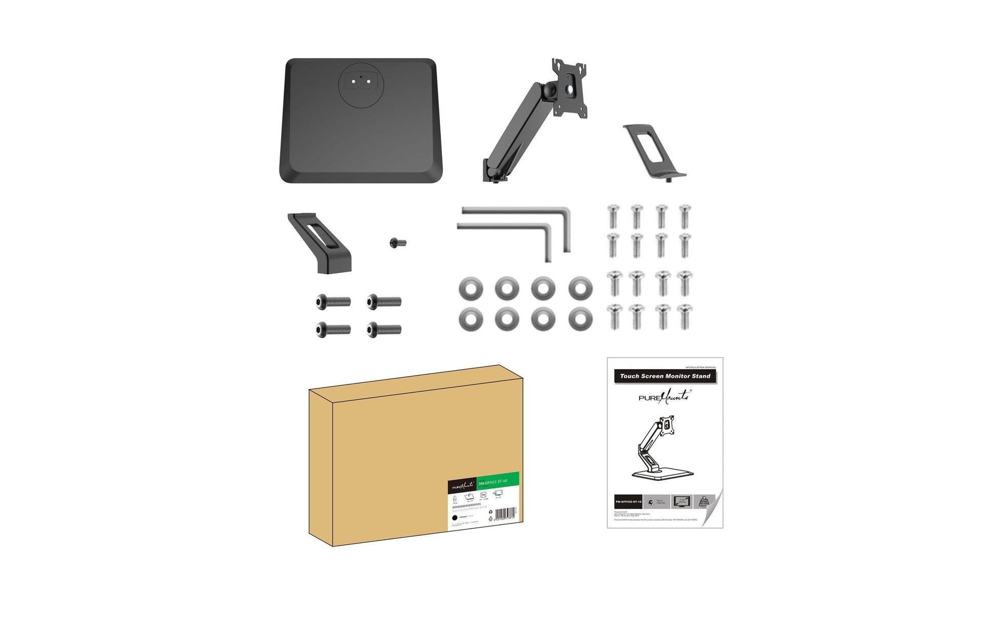 PureMounts PM-OFFICE-ST-10 – Monitorhalterung, bis 32", VESA 100 × 100 mm, 10 kg, neigbar, schwarz