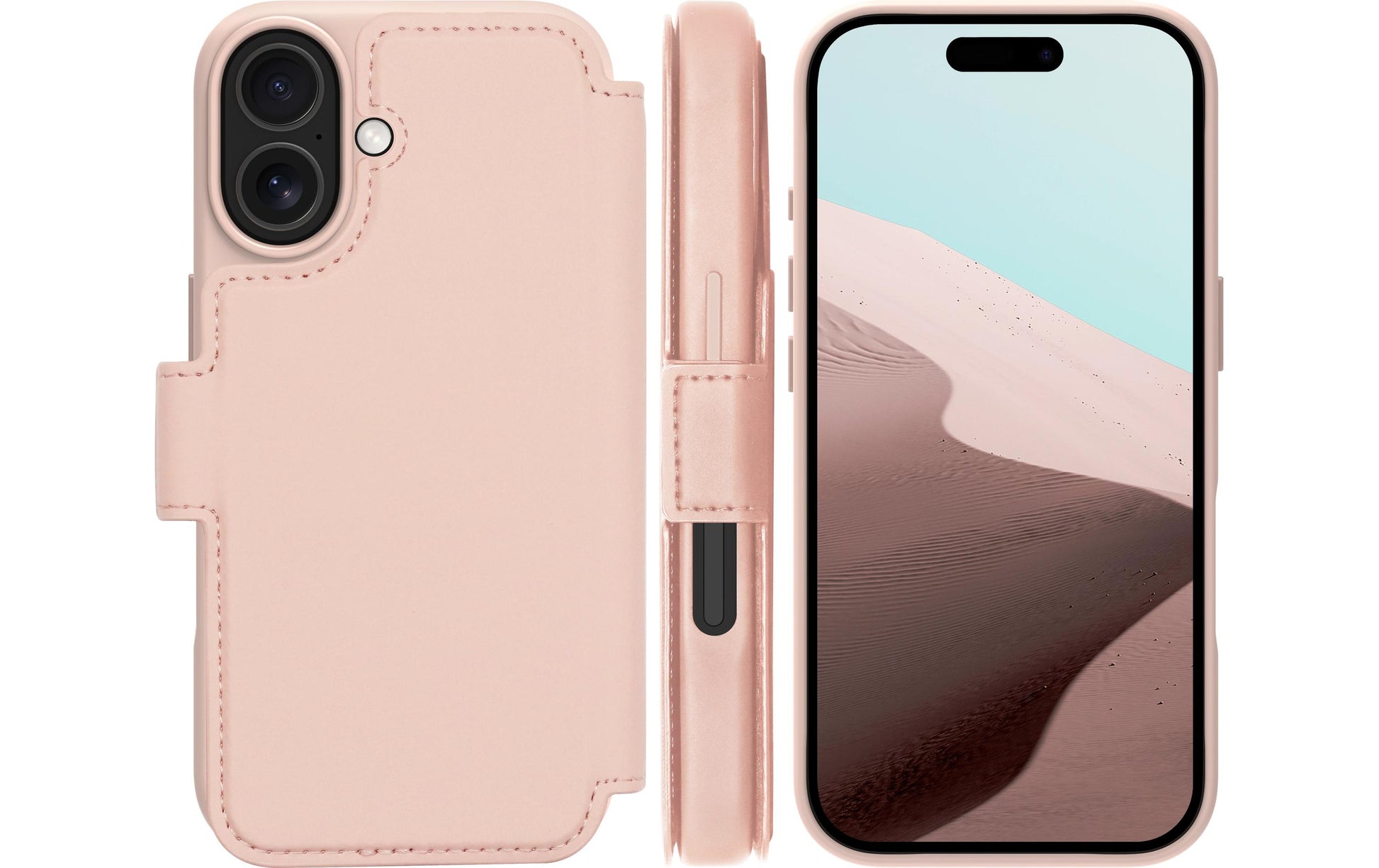 dbramante1928 Lynge MS ICON Wallethülle – für Apple iPhone 17, 3 Kartenfächer, Kunststoff, Pink Sand