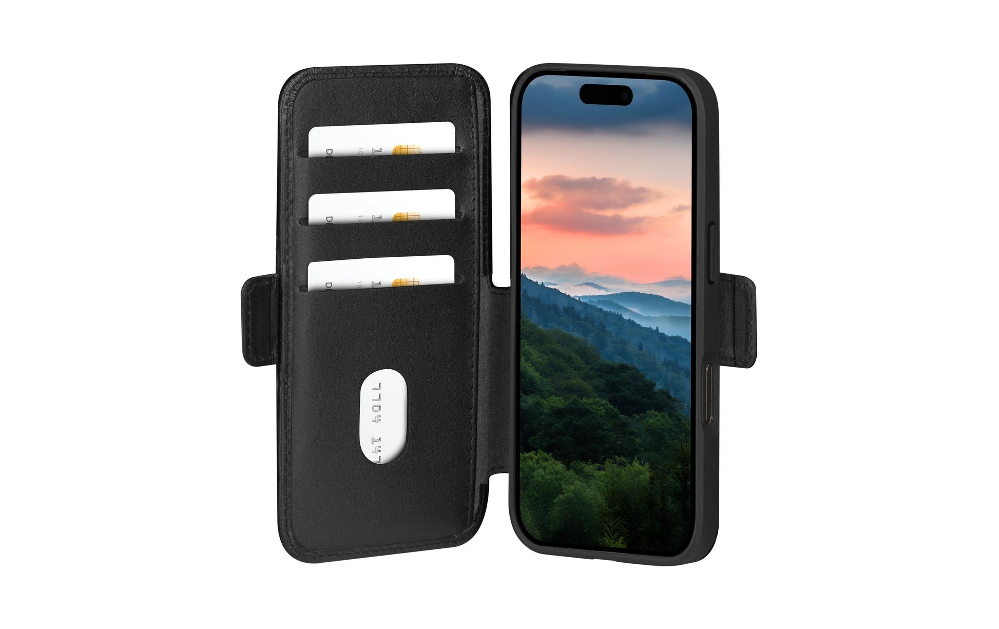 dbramante1928 Copenhagen Wallethülle – für Apple iPhone 17 Pro Max, mit Ständer, 3 Kartenfächer, Leder, Schwarz