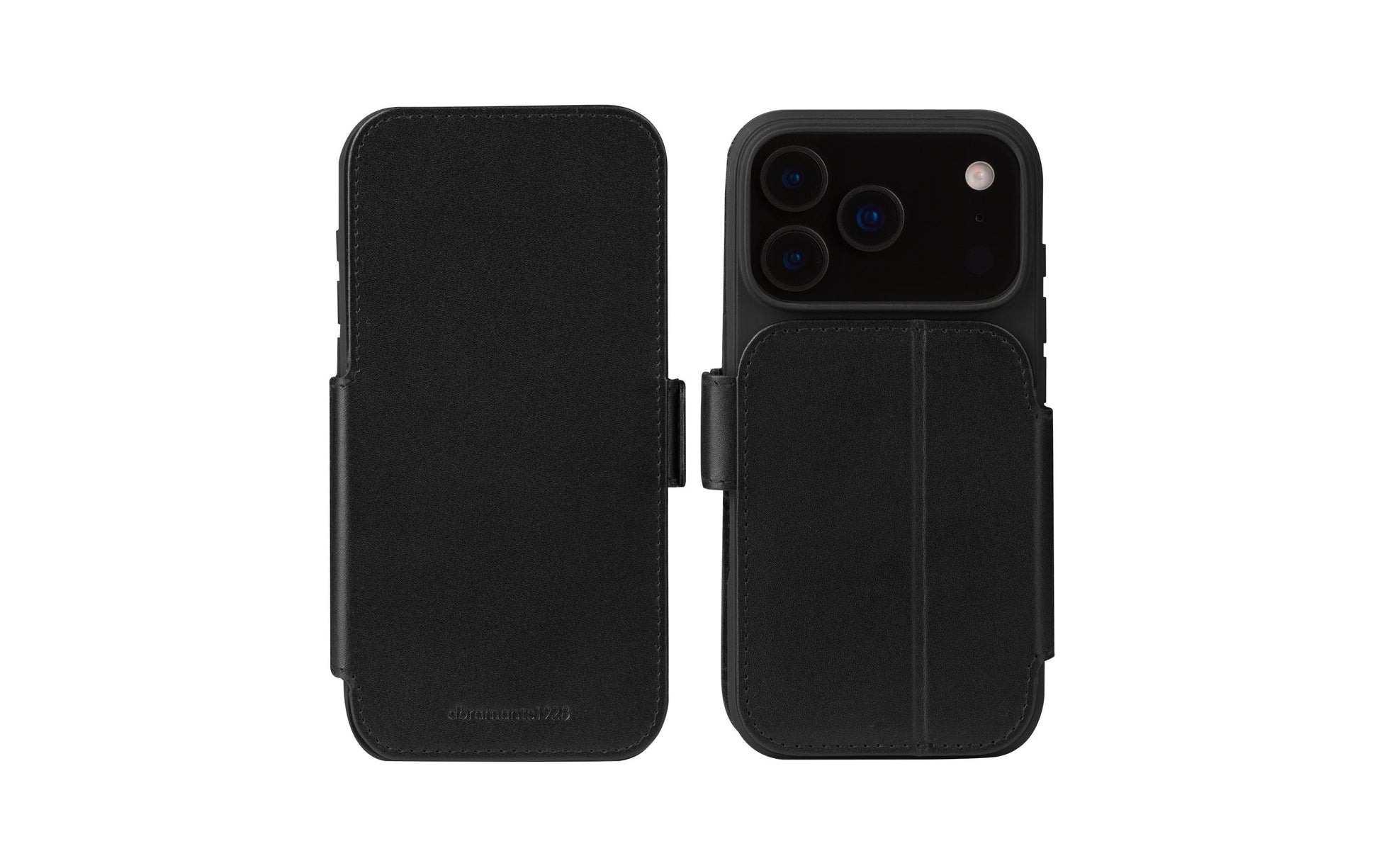 dbramante1928 Copenhagen Wallethülle – für Apple iPhone 17 Pro, mit Ständer, 3 Kartenfächer, Leder, schwarz