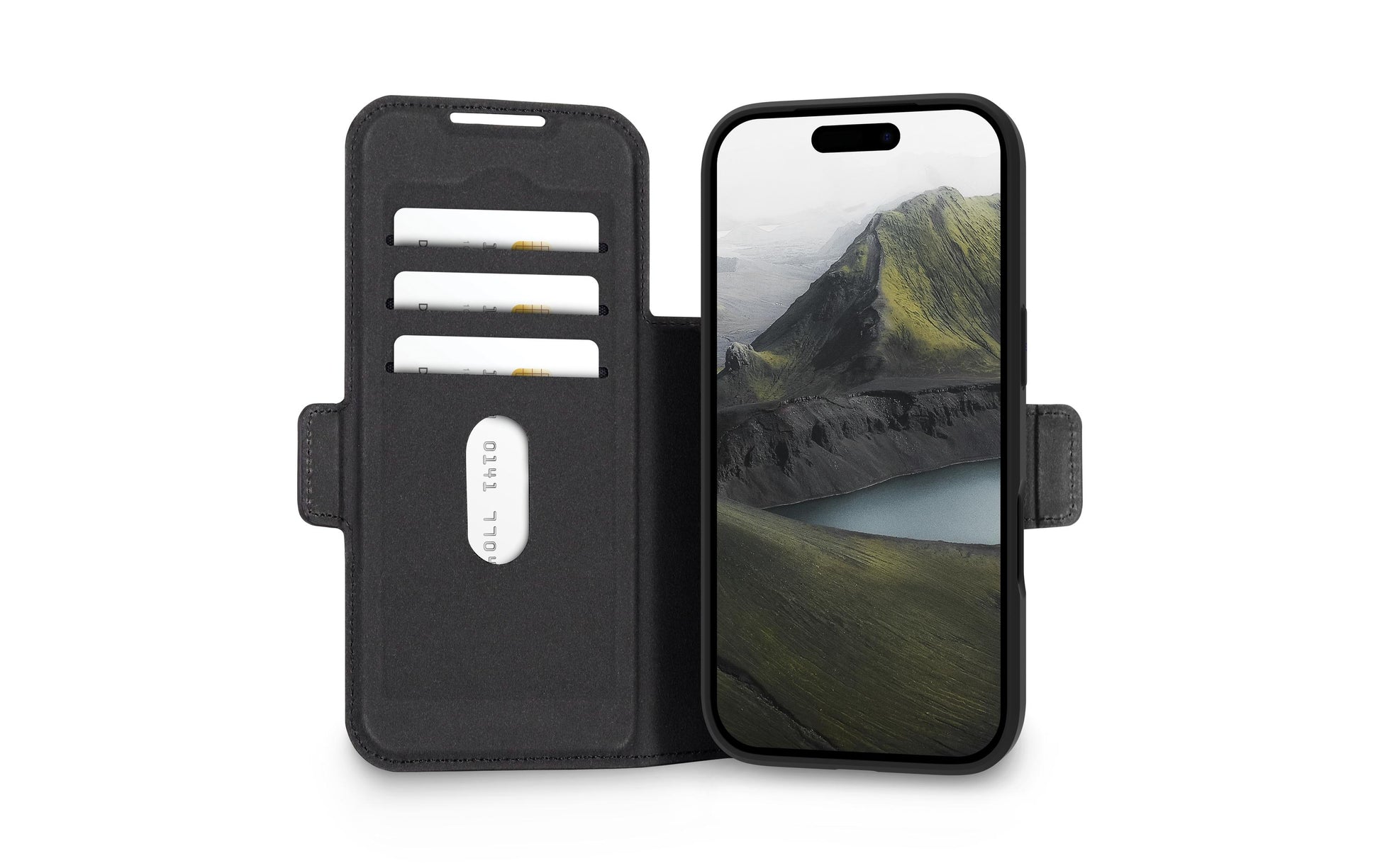 dbramante1928 Oslo Pro MS Wallethülle – für Apple iPhone 17 Pro, MagSafe, 3 Kartenfächer, PU+Kunststoff, schwarz