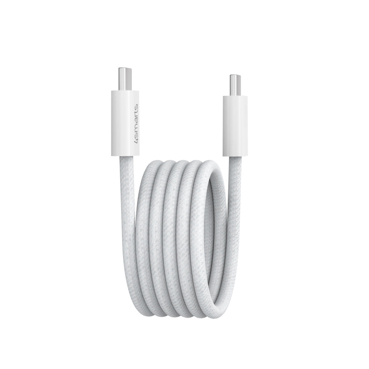 4smarts USB-C auf USB-C Kabel – USB 2.0 (480 Mbit/s) – 1,5 m – PD 100 W – Magnetisch, Geflochten – Weiss