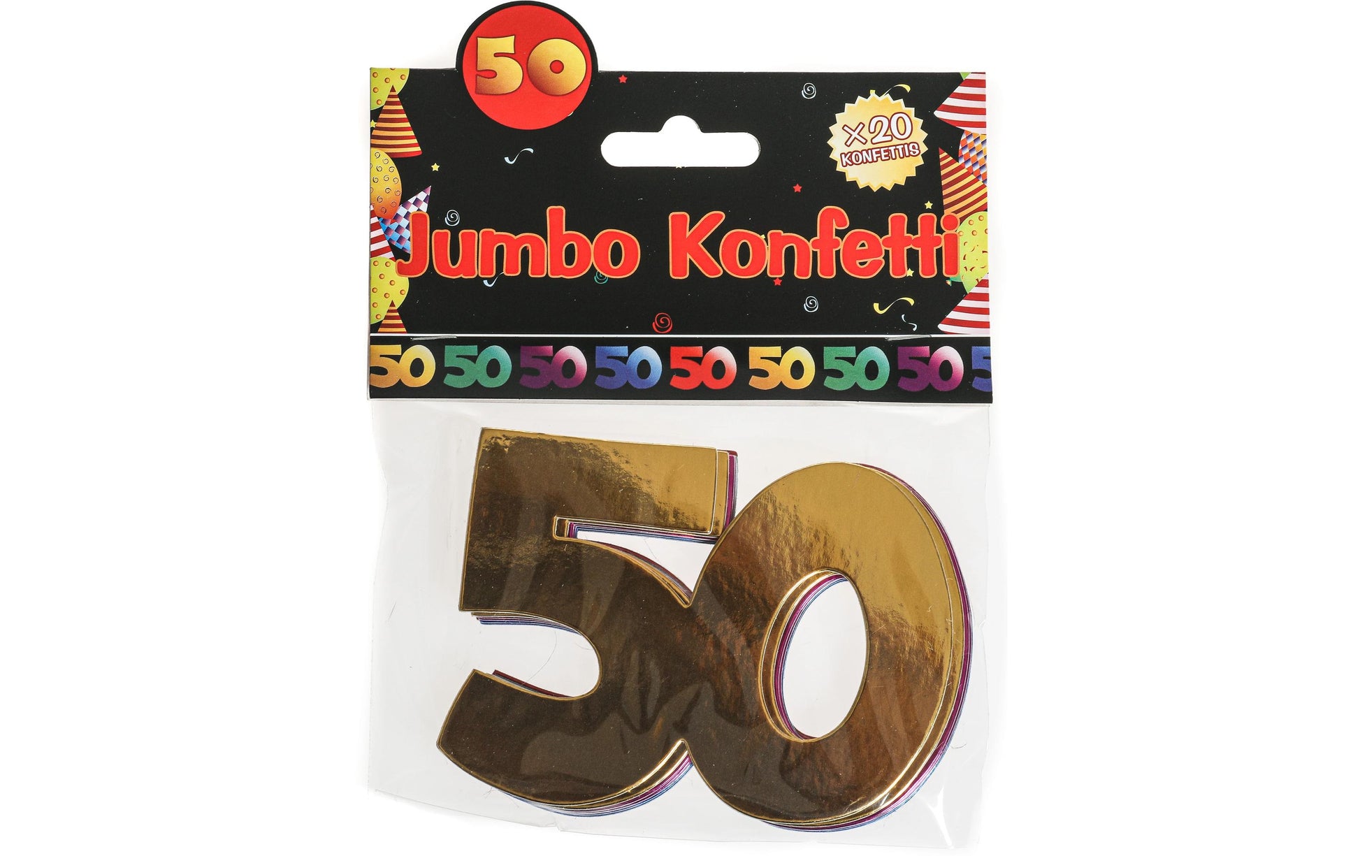 Trendcompany Konfettikanone 50. Geburtstag – Mehrfarbig – 7,5 × 10 cm – Pappe – 20 Stk