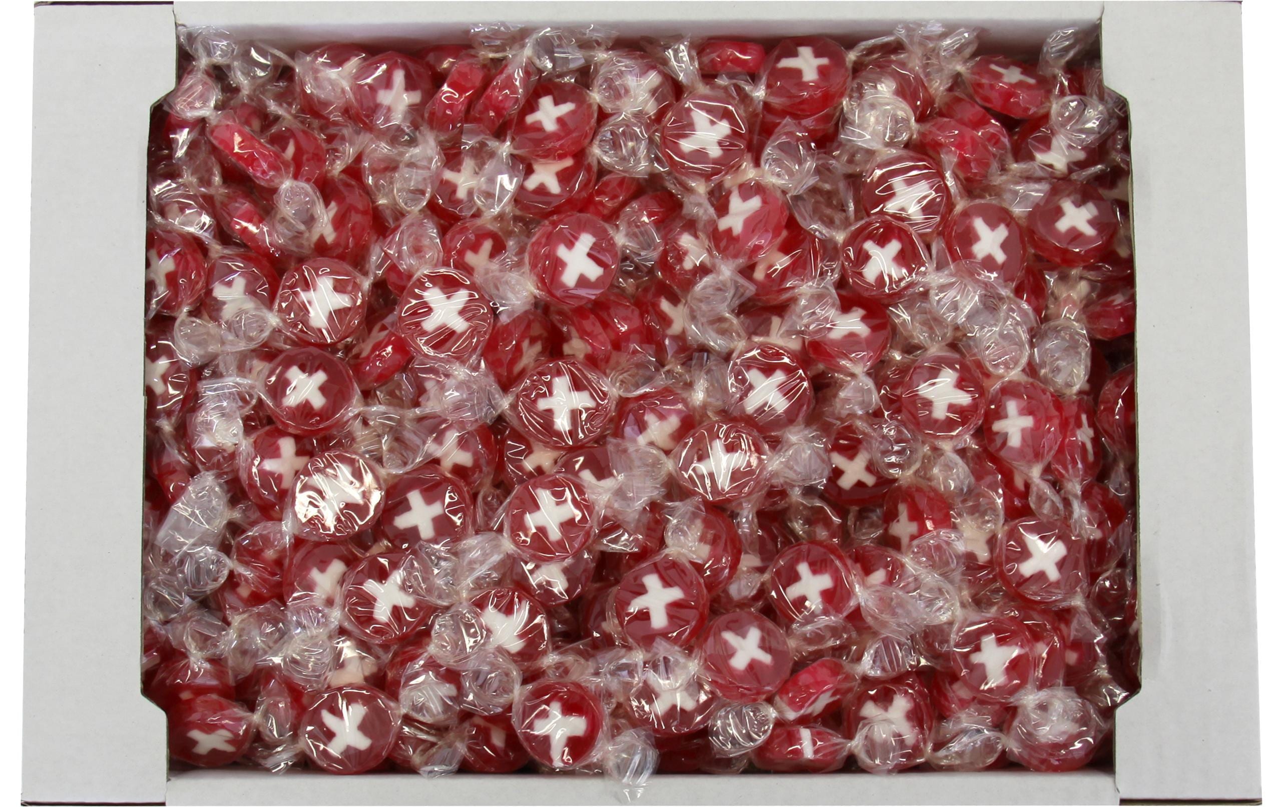 Astra Schweizerkreuz Lutschbonbons – Erdbeere, vegan – 2,5 kg