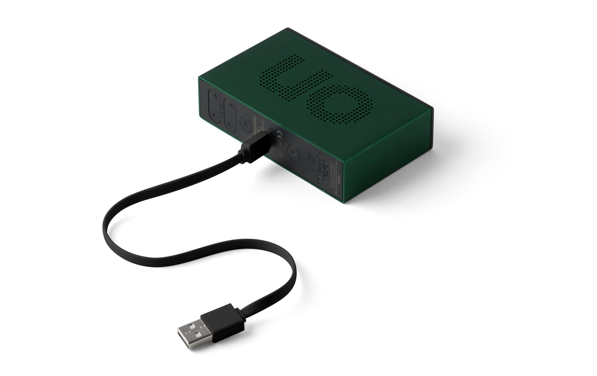 LEXON Wecker Flip Premium – digital – 10,4 × 2,6 × 6,5 cm, dunkelgrün, Aluminium, Schlummerfunktion, USB-C