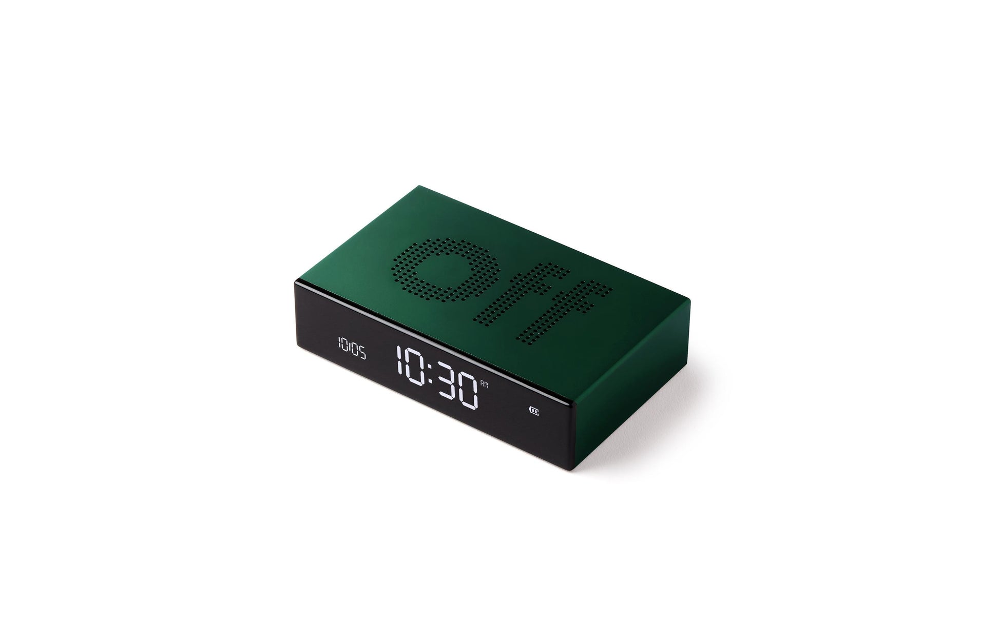 LEXON Wecker Flip Premium – digital – 10,4 × 2,6 × 6,5 cm, dunkelgrün, Aluminium, Schlummerfunktion, USB-C