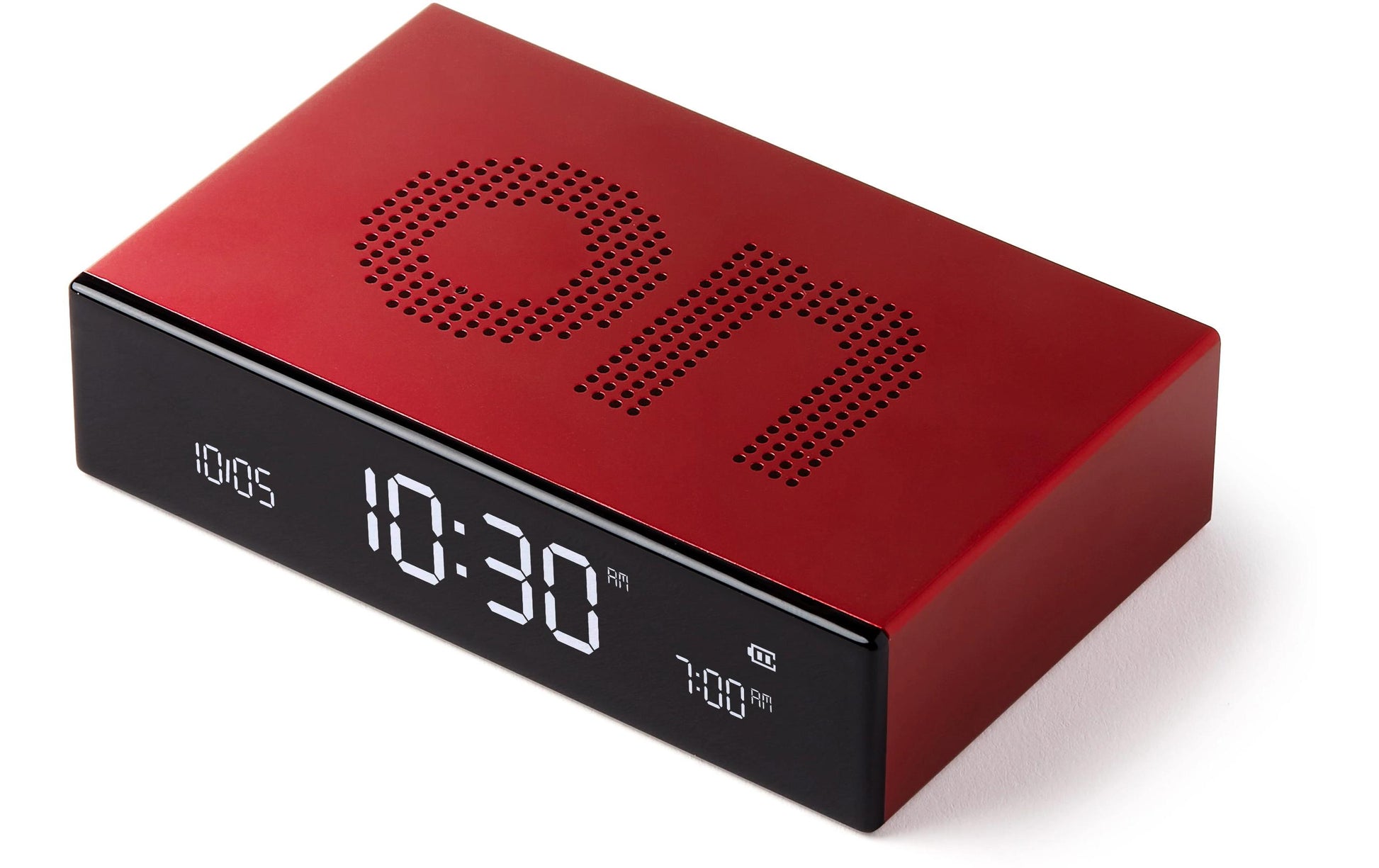 LEXON Flip Premium Digitalwecker – Snooze, USB, 10,4 × 2,6 × 6,5 cm, Rot