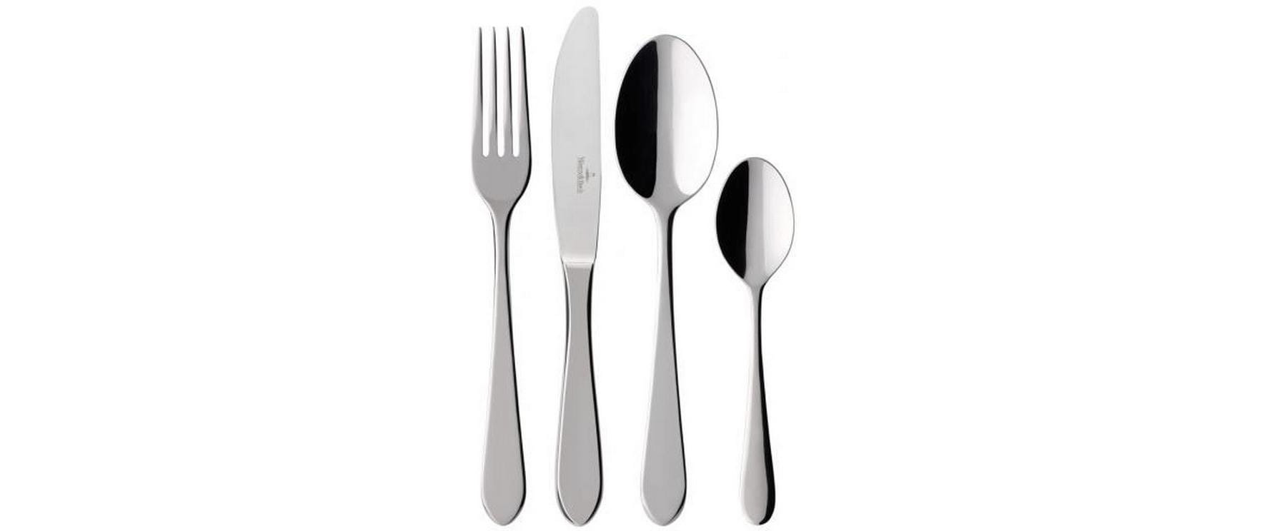 Villeroy & Boch Oscar Tafelbesteck Set – Edelstahl, Silber, spülmaschinenfest, 24 Stück