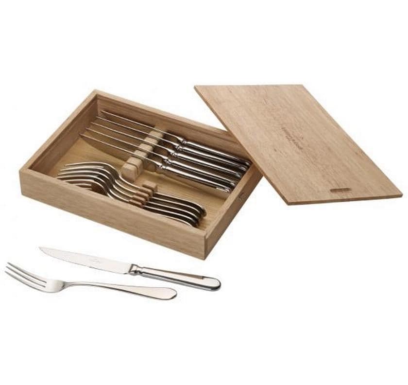Villeroy & Boch Oscar Steakbesteck-Set – 12-teilig, für 6 Personen, Edelstahl, Silber, in Holzbox