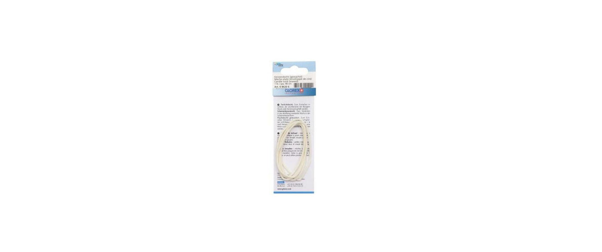 GLOREX Kerzendocht, Flachdocht, Weiss, 8,6 × 14,5 × 2 cm, 1 Stk., 686206