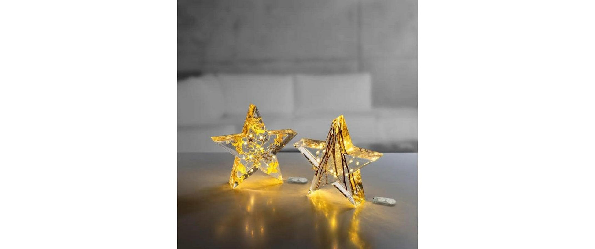 Glorex Lichterkette – Starterset, 10 Stk., 1,1 m, warmweiss, Timer, transparent