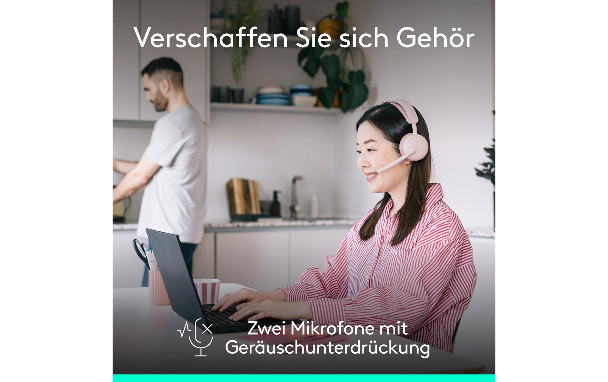 Logitech Zone Wireless 2 – Duo Headset – Bluetooth, Mikrofon mit Geräuschunterdrückung – Rosa – bis 20 h