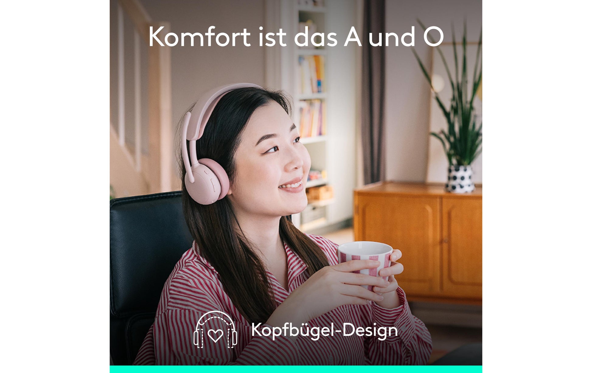 Logitech Zone Wireless 2 – Duo Headset – Bluetooth, Mikrofon mit Geräuschunterdrückung – Rosa – bis 20 h