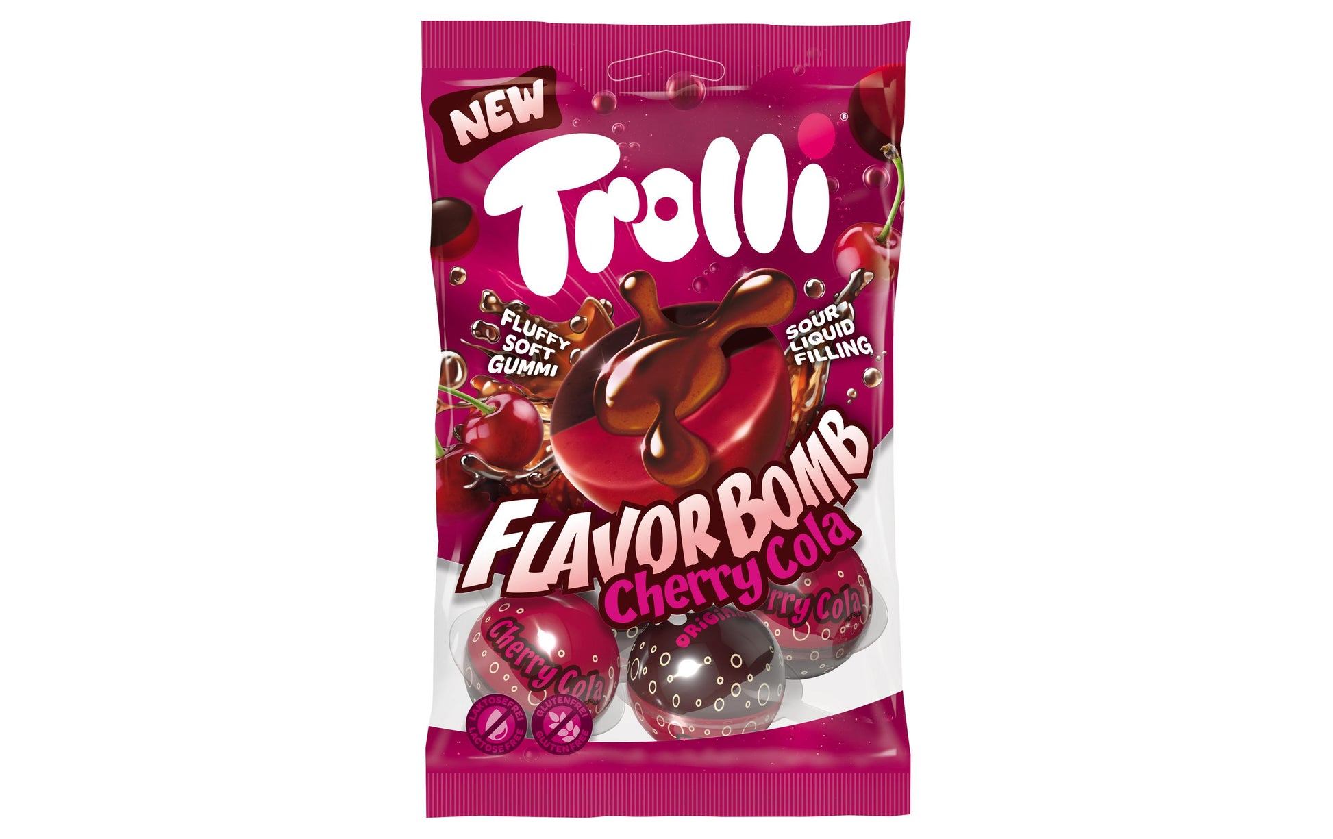 Trolli Favorbomb Gummibonbons – Kirsche & Cola – 75 g