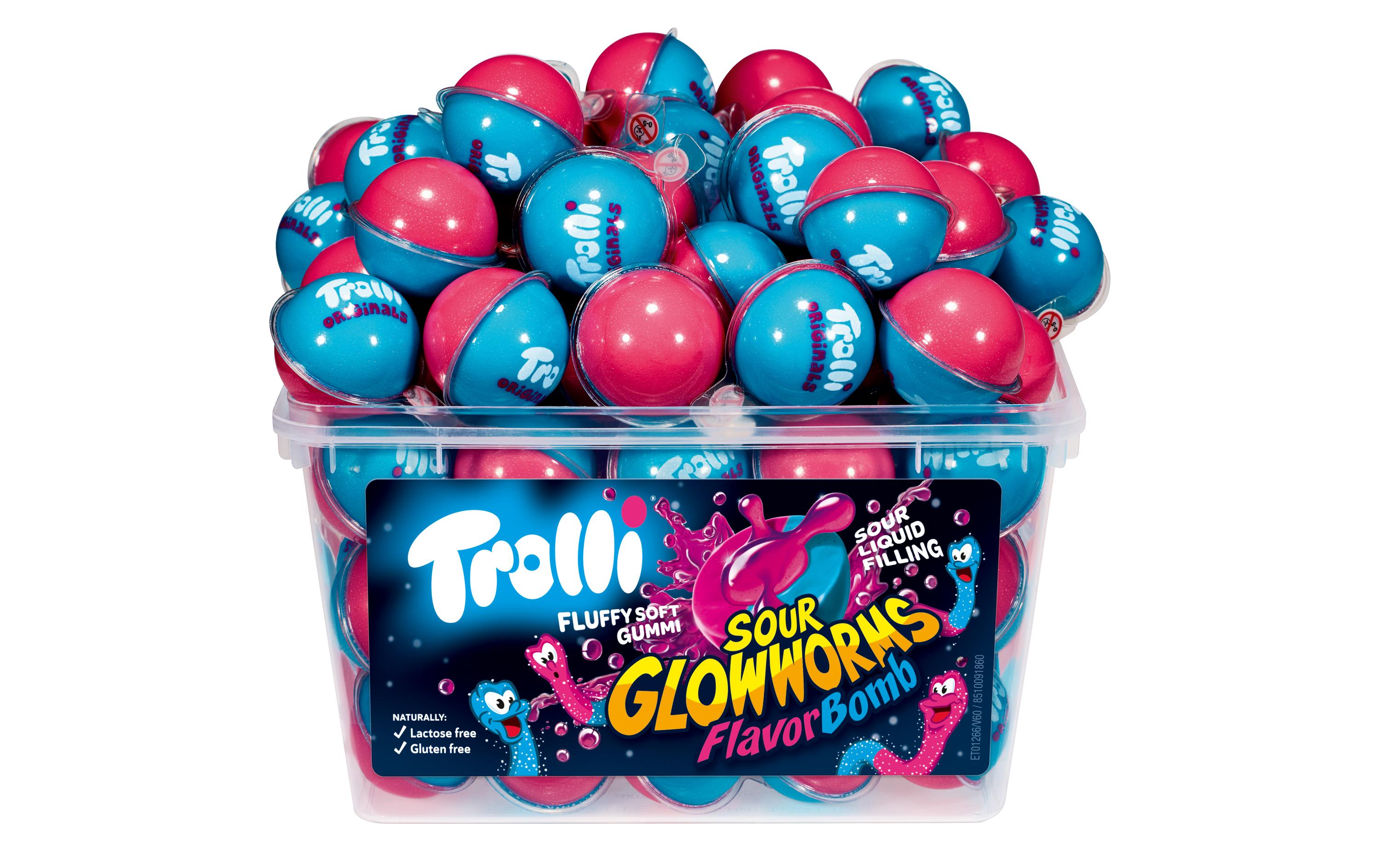 Trolli Flavor Bomb Glühwürmchen – sauer, Dose, 60 Stück