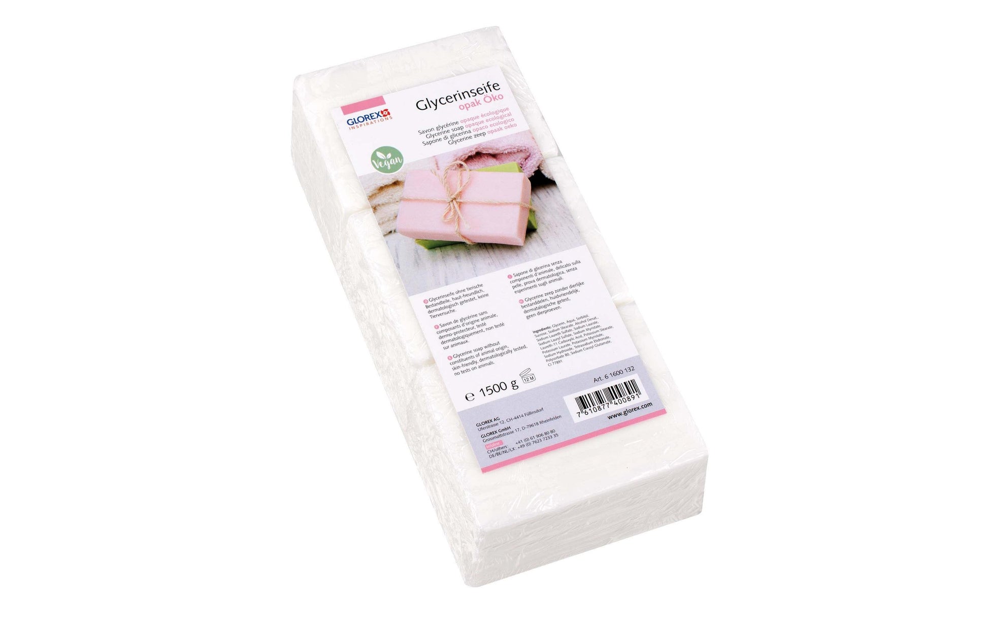 GLOREX Glycerinseife, Öko, Opak, 1,5 kg, 1 Stk.