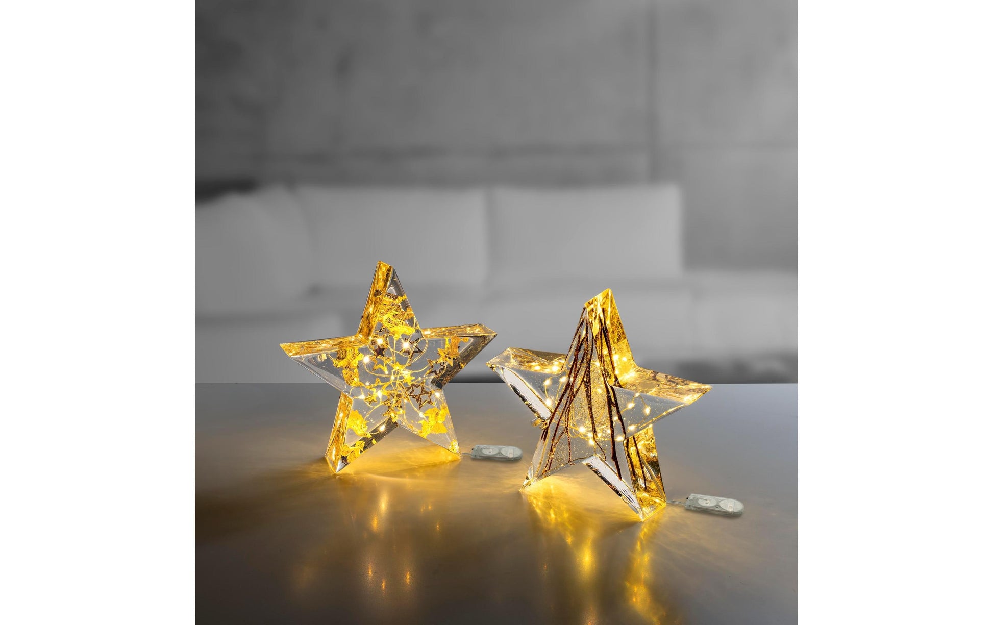 Glorex Lichterkette – Starterset, 10 Stk., 1,1 m, warmweiss, Timer, transparent