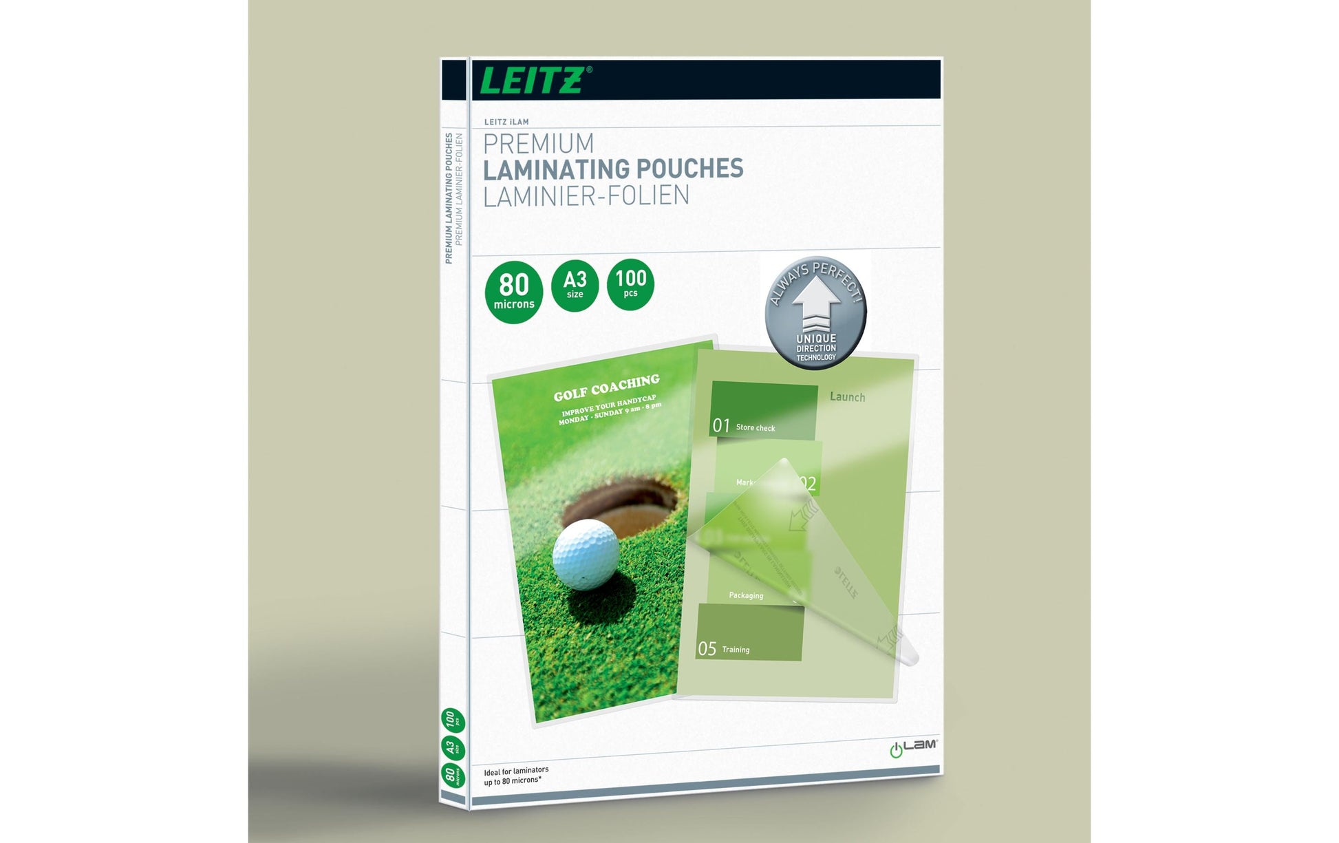 Leitz Laminierfolien A3, glänzend – 80 µm, 303 × 426 mm, 100 Stk.
