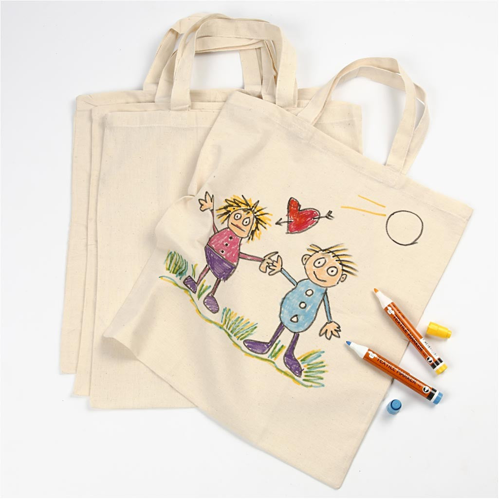 Creativ Company Stofftasche, Baumwolle, Beige, 380×420 mm – 5 Stück