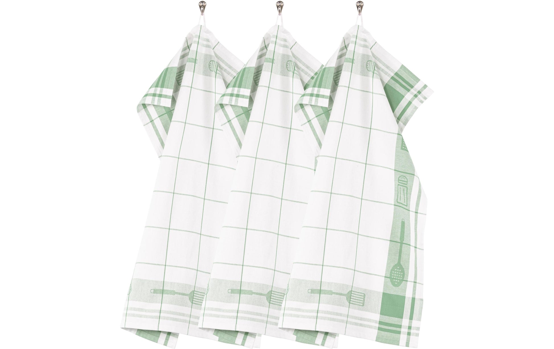 Tiseco Geschirrtücher 3er-Set, 50 × 70 cm, Baumwolle, Grün