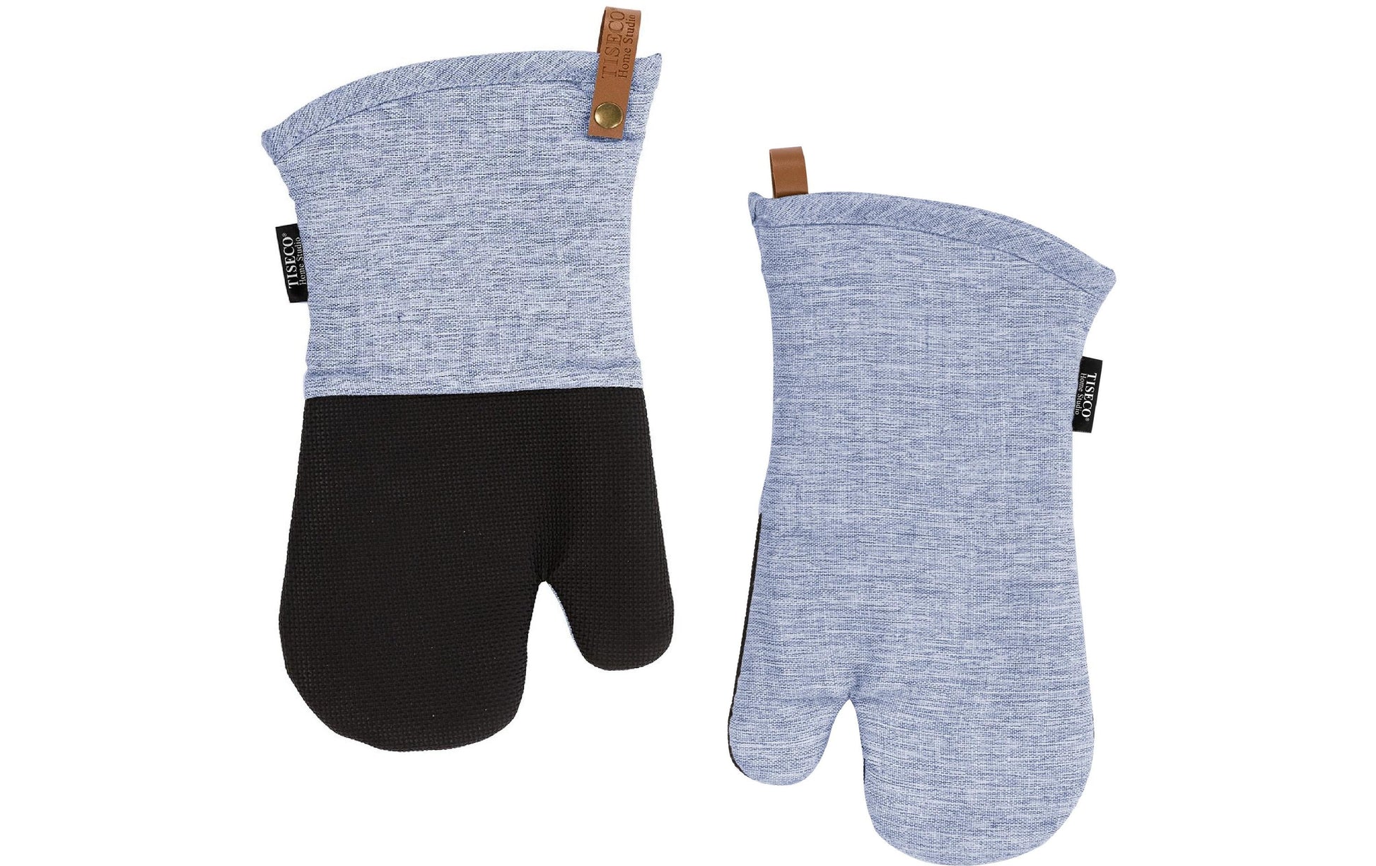 Tiseco Ofenhandschuh, 17 × 33 cm, Baumwolle, Blau, 2 Stk., Rutschfest, Waschbar