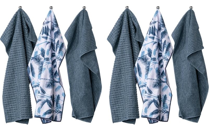 Tiseco Geschirrtuch ESSENTIAL – Blau – 40 × 60 cm – Polyester – 3er-Set