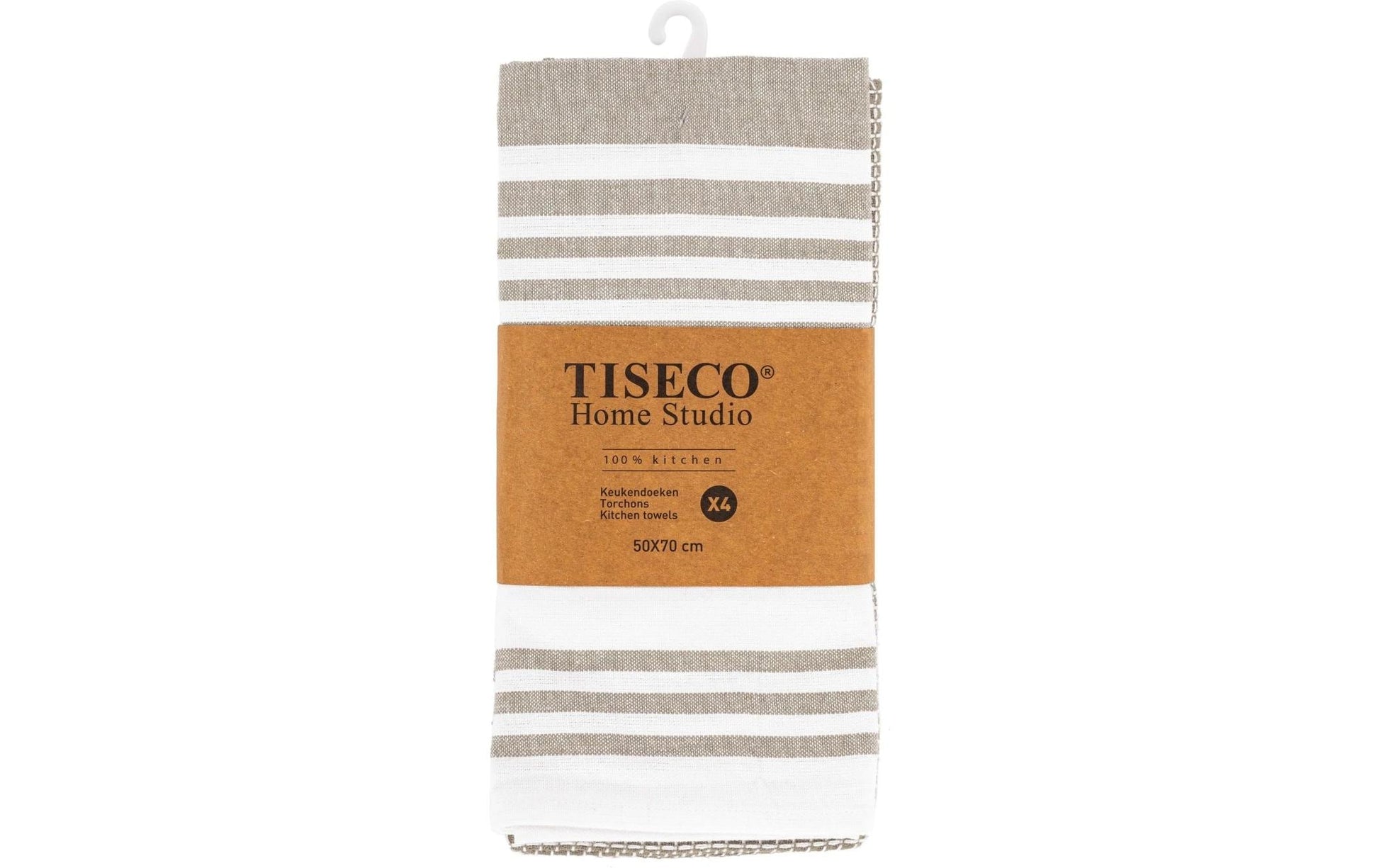 Tiseco Geschirrtücher 4er-Set, 50 × 70 cm, Baumwolle, Graubraun