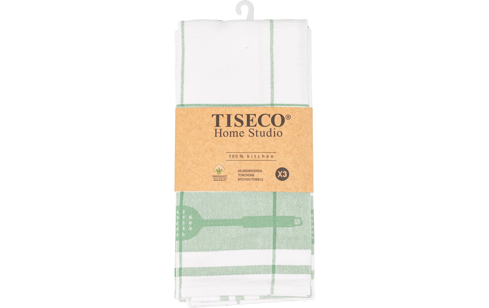 Tiseco Geschirrtücher 3er-Set, 50 × 70 cm, Baumwolle, Grün