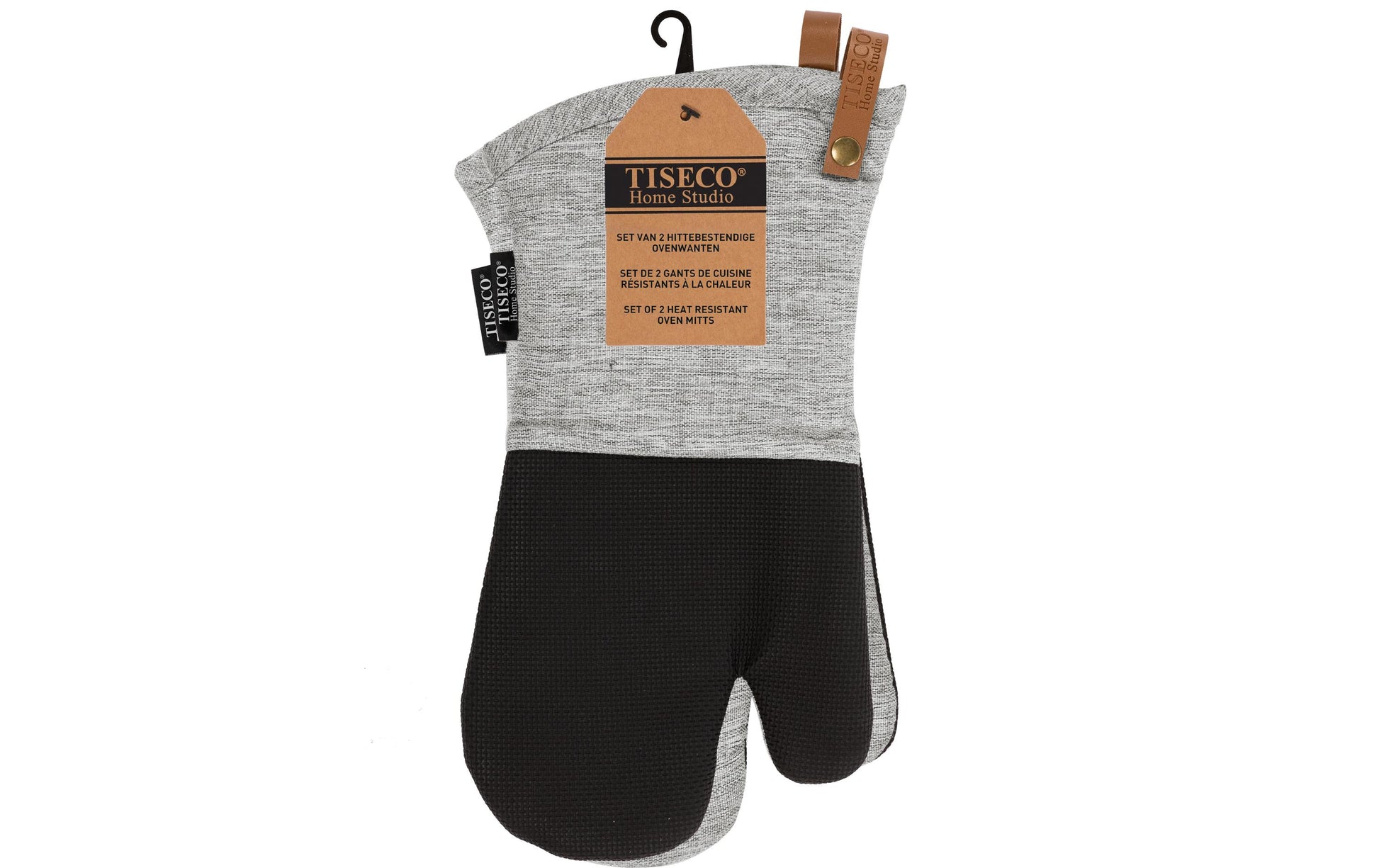 Tiseco HERCULES – Ofenhandschuhe 17 × 33 cm, Baumwolle, Grau, 2 Stk., rutschfest