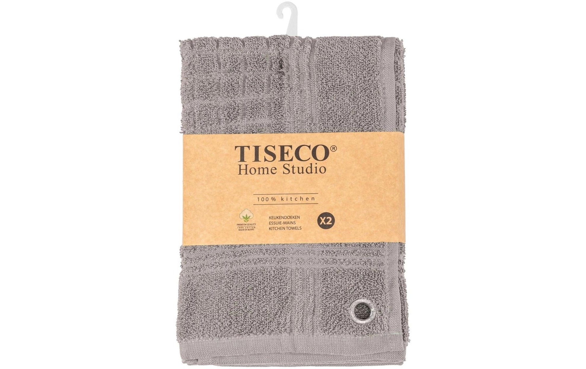 Tiseco Geschirrtuch Pharao – 50 × 50 cm, Grau, Baumwolle, 2er-Set