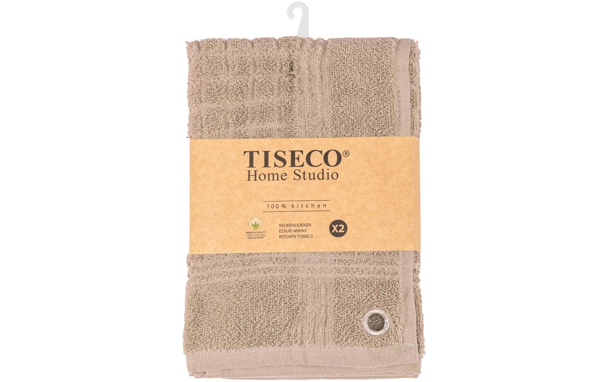 Tiseco Geschirrtücher 2er-Set, 50 × 50 cm, Baumwolle, Taupe