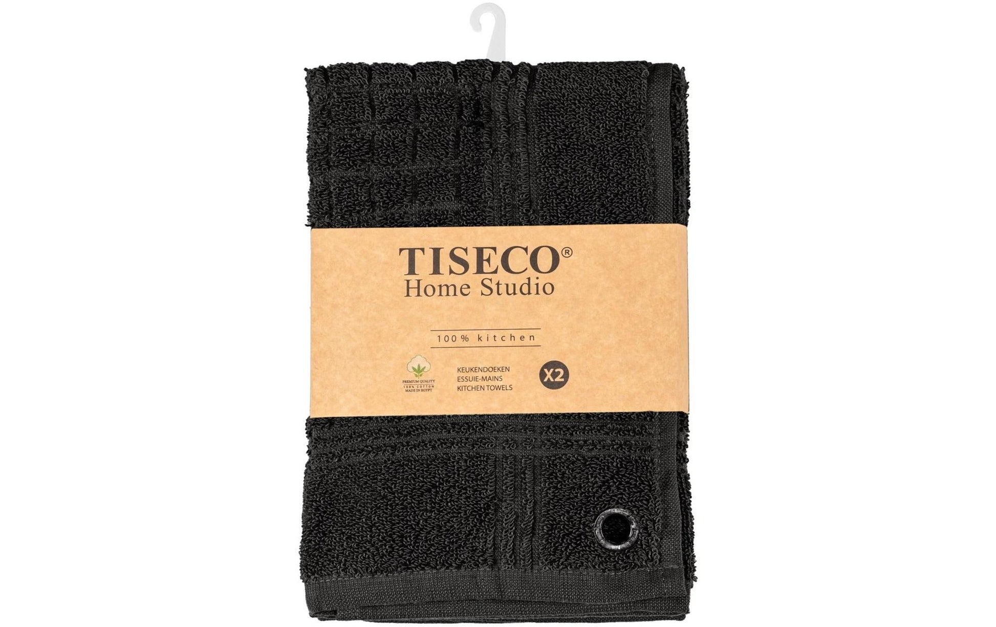 Tiseco Geschirrtuch Pharao – Schwarz – 50 × 50 cm – Baumwolle – 2er-Set