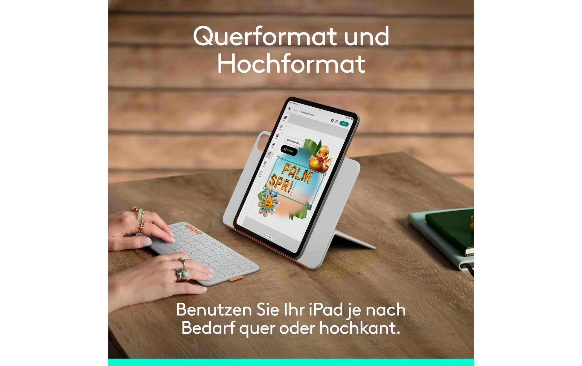 Logitech Tastatur-Case für iPad Pro & Air 11", iPad Air 10,9" (5. Gen.) – Bluetooth, QWERTZ (CH) – Hellgrau